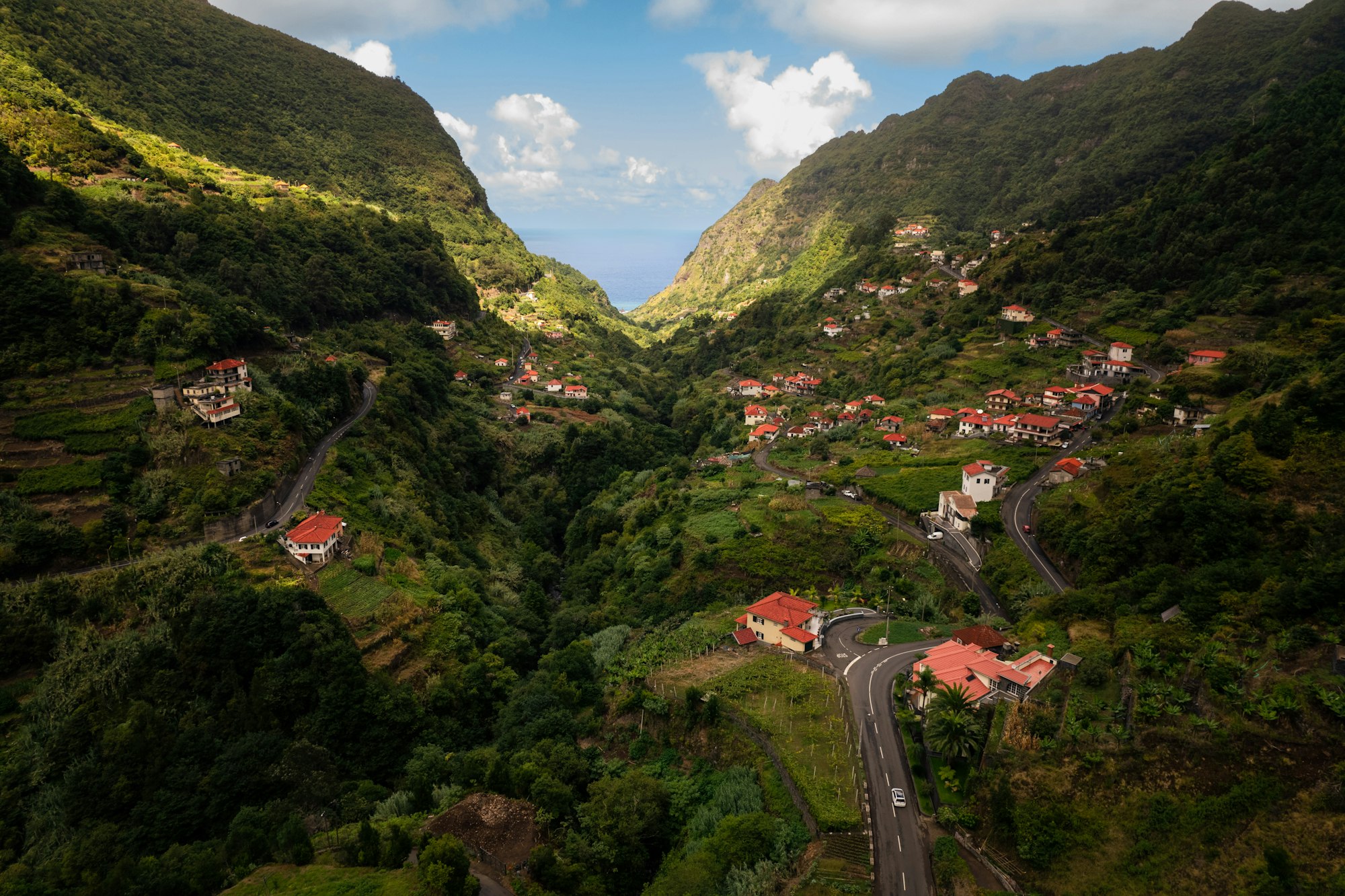 Small village on mountain ridge